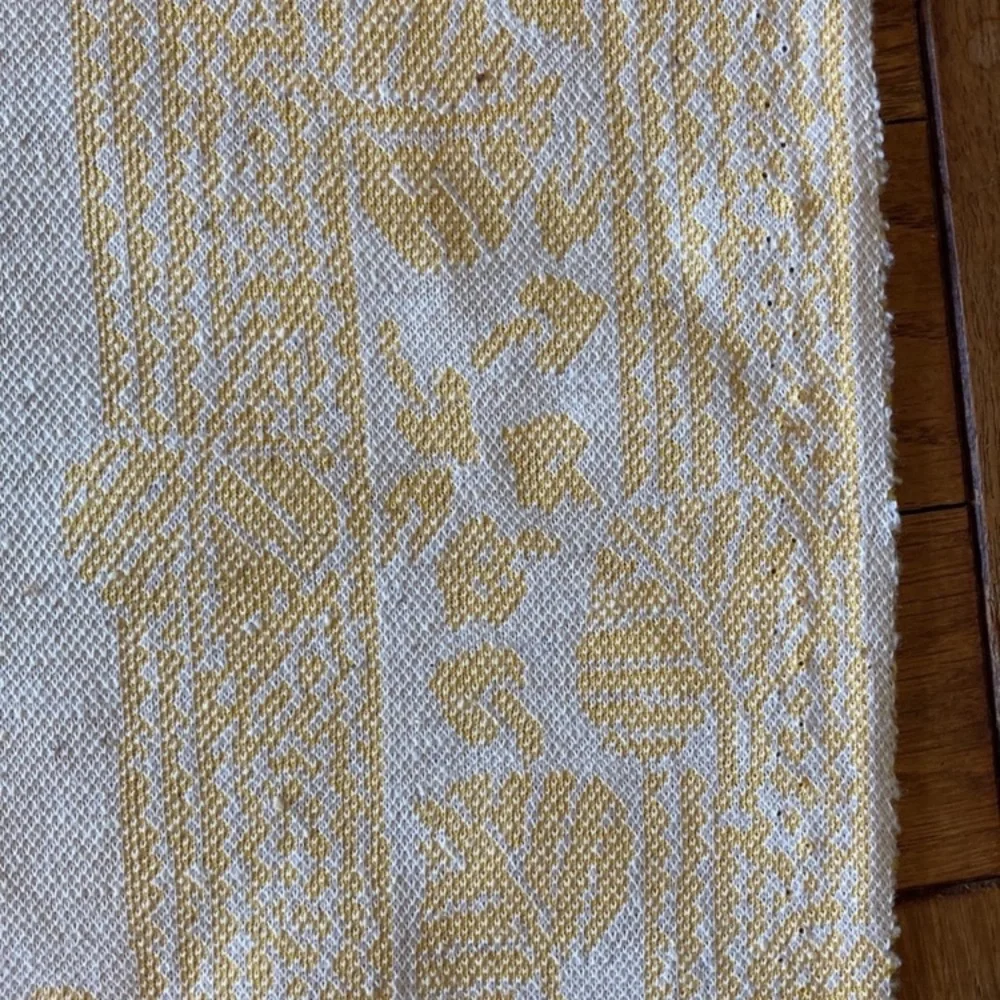 70s polyester knit fabric remnant, yellow, double knit